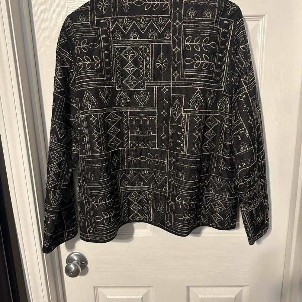 Alfred Dunner Petite Black Embroidered Boho Blazer - Picture 3 of 4